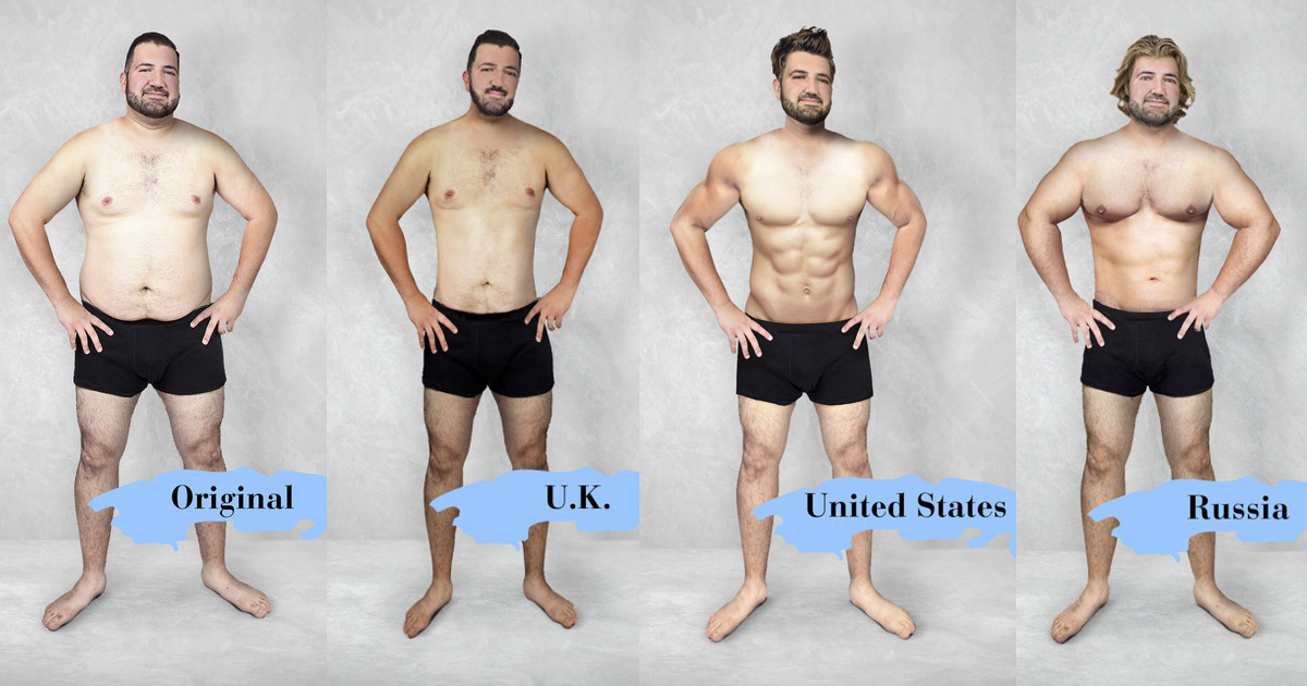  Man's Body Photoshopped Into 19 Versions Of Beauty Standards