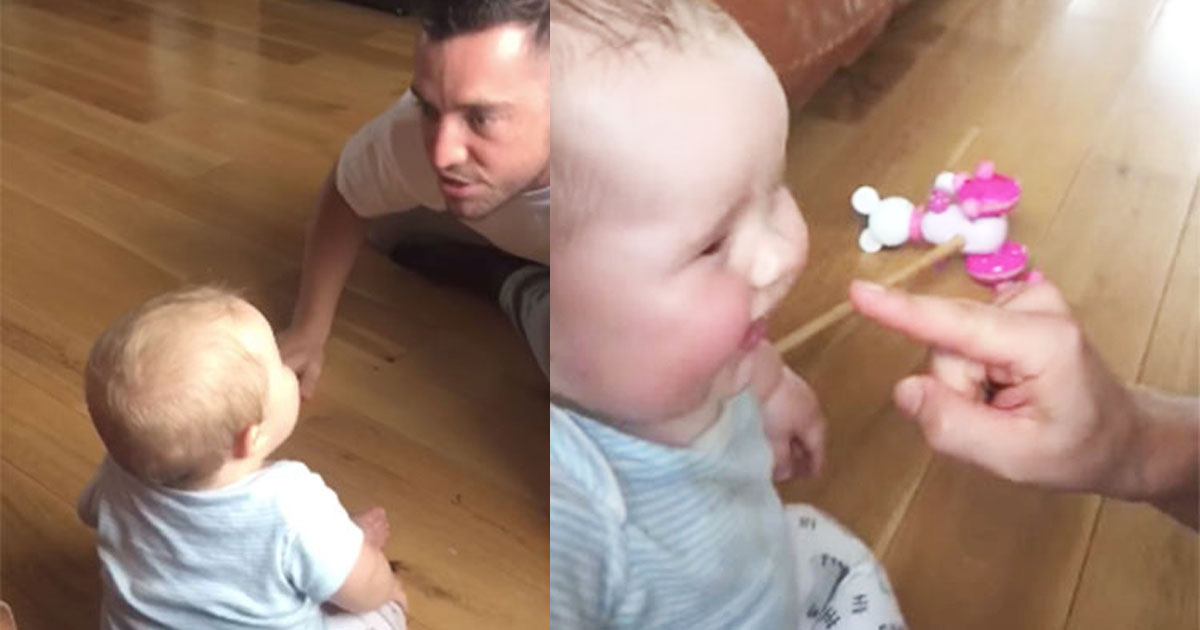Dad Tries To Scold Son, But Can’t Keep A Straight Face Once He Hears Baby’s Bizarre Laugh!
