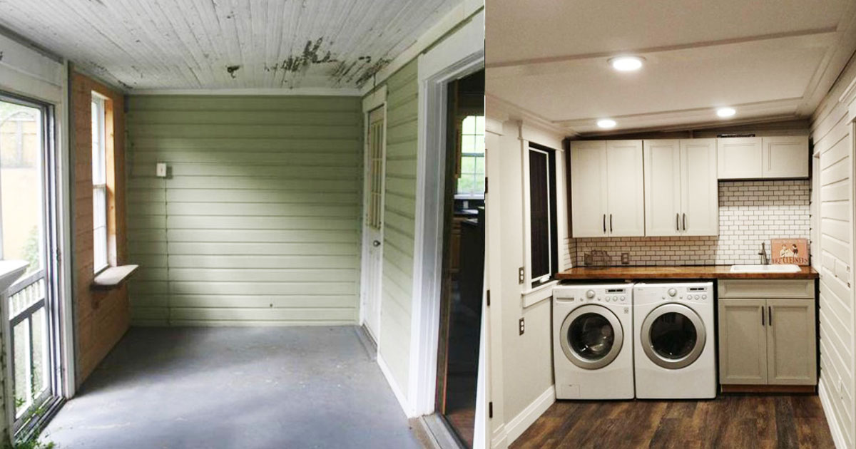 Dad Spends 6 Months Turning Their ‘Cold And Miserable’ Sunroom Into A Huge Laundry Room