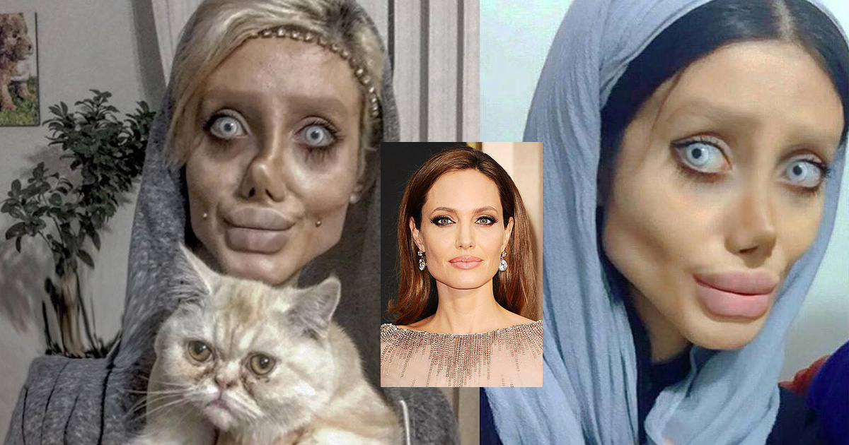 Angelina Jolie Fan Poses After Undergoing Over 50 Surgeries To Look Just Like Her