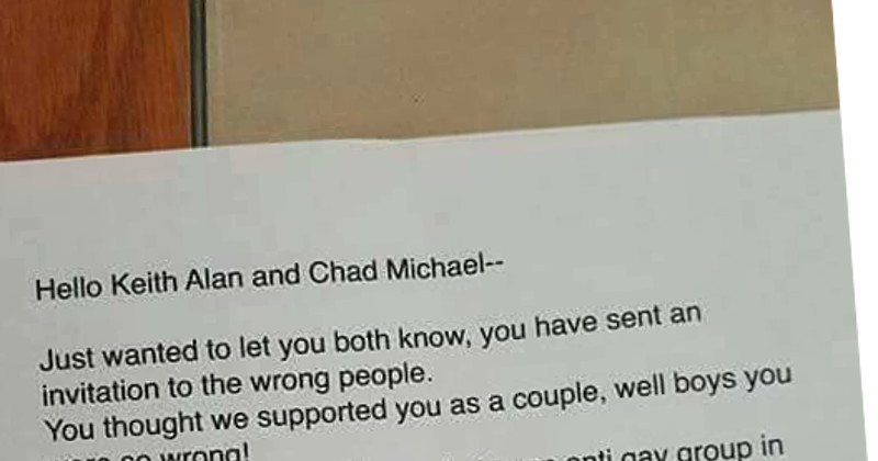 Gay Couple Had Wedding Invitation Returned With Anti-Gay Protest Threats